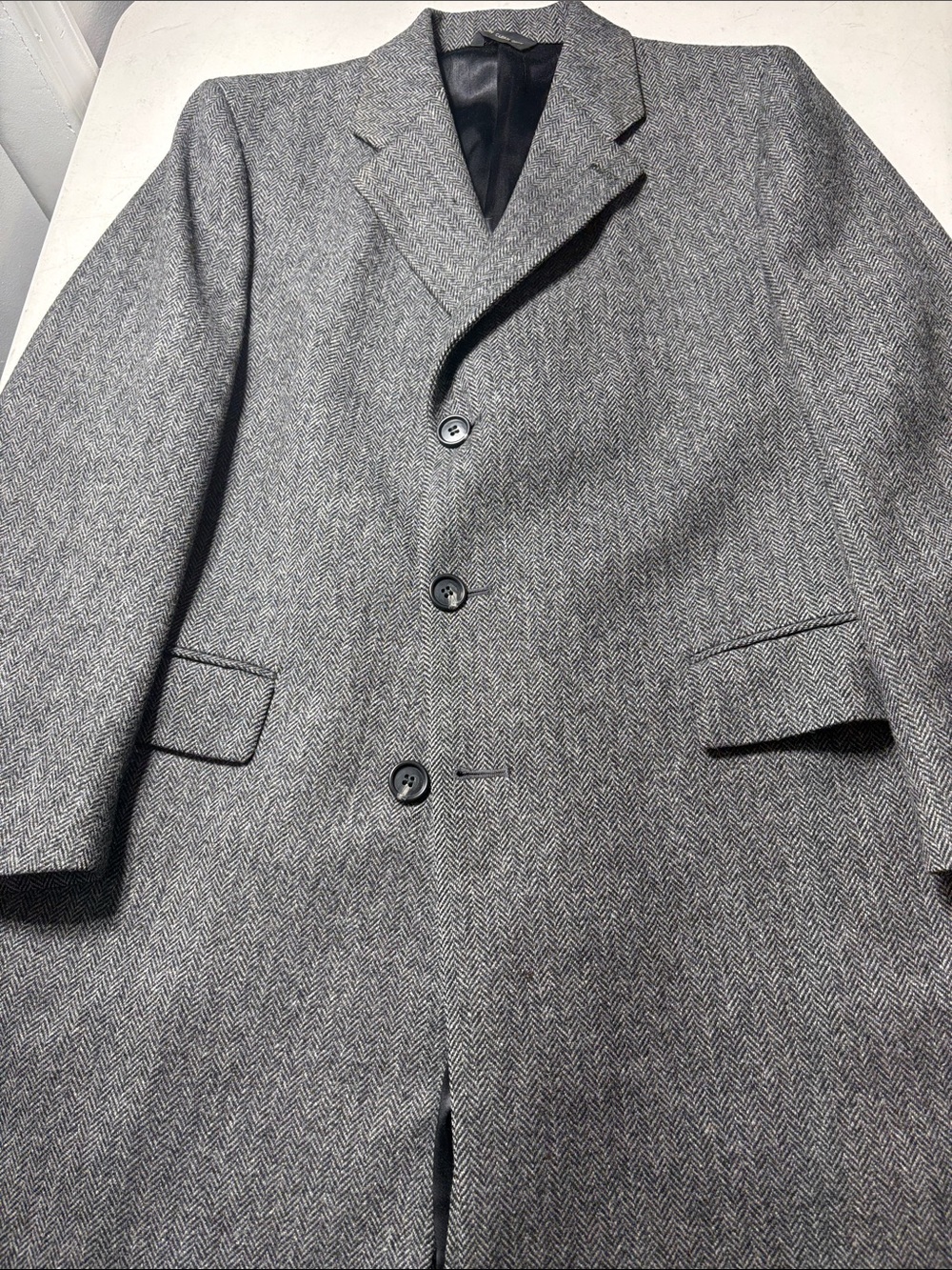 Vintage Tweed Herringbone Wool Top Coat